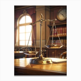 Justice Scales In The Courtroom Canvas Print