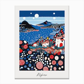 Poster Of Alghero, Italy, Illustration In The Style Of Pop Art 3 Canvas Print