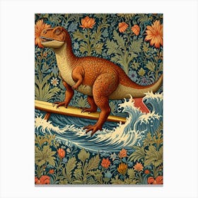 William Morris T-Rex On Surfboard Canvas Print