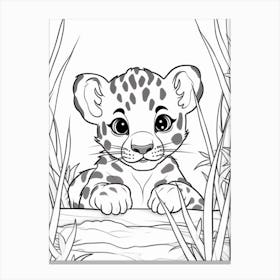 Line Art Jungle Animal Leopard 4 Canvas Print