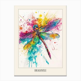 Dragonfly Colourful Watercolour 4 Poster Canvas Print