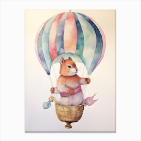 Baby Squirrel 4 In A Hot Air Balloon Canvas Print