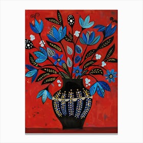 Blue Flowers In A Vase 9 Canvas Print