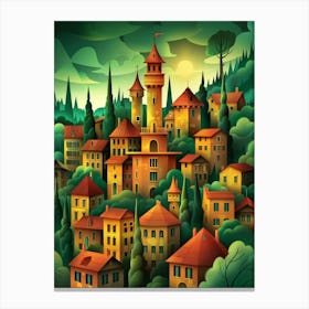 City In The Mountains Canvas Print