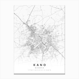 Kano Nigeria White Map Canvas Print