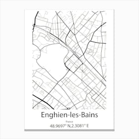 Enghien Les Bains,France Minimalist Map Canvas Print