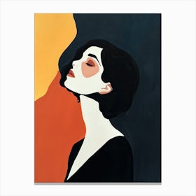 Woman In Black And Orange, Boho Canvas Print