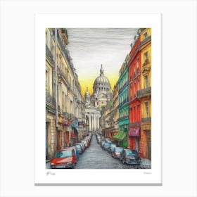 Paris France Drawing Pencil Style 4 Travel Poster Canvas Print