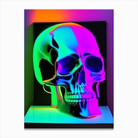 Skull With Neon Accents 1 Matisse Style Canvas Print