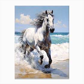 A Horse Oil Painting In Maui Beaches Hawaii, Usa, Portrait 4 Canvas Print
