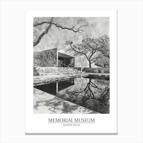 Memorial Museum Austin Texas Black And White Drawing 3 Poster Canvas Print