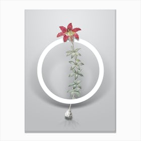 Vintage Wood Lily Minimalist Floral Geometric Circle on Soft Gray n.0124 Canvas Print