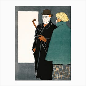 Man With Walking Stick And Woman (1896), Edward Penfield Canvas Print