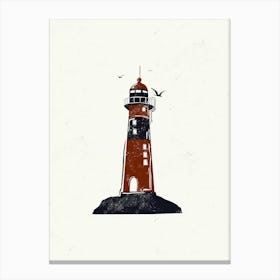 Lighthouse Linocut Canvas Print