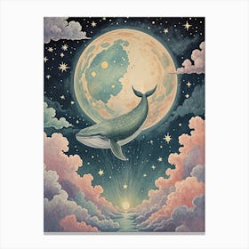 Whale In The Moonlight Canvas Print