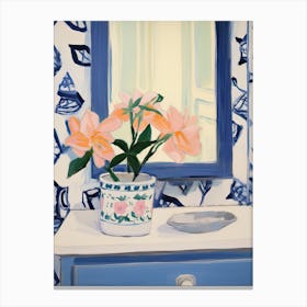 Bathroom Vanity Painting With A Camellia Bouquet 4 Canvas Print