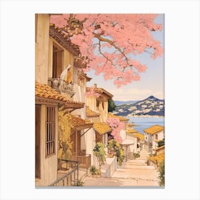 Fethiye Turkey 1 Vintage Pink Travel Illustration Canvas Print