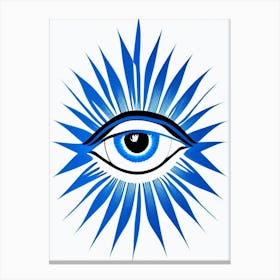 Chakra Series, Symbol, Third Eye Blue & White 1 Canvas Print