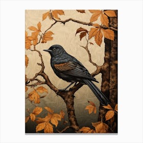 Dark And Moody Botanical Robin 5 Canvas Print