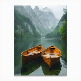 Two Wooden Boats On A Lake Canvas Print