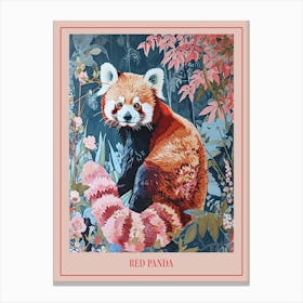 Floral Animal Painting Red Panda 2 Poster Canvas Print