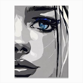 Portrait Of A Girl With Blue Eyes Canvas Print