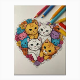 Heart Of Kittens Canvas Print