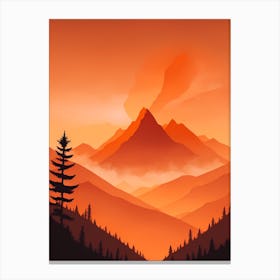 Misty Mountains Vertical Composition In Orange Tone 323 Canvas Print