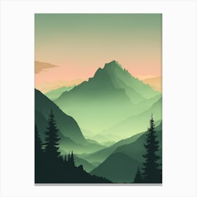 Misty Mountains Vertical Composition In Green Tone 70 Canvas Print