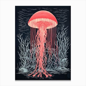 Comb Jellyfish Linoprint 1 Canvas Print