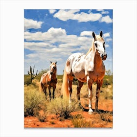 Horses Painting In Arizona Desert, Usa 2 Canvas Print