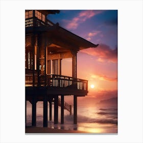 Chinese House At Sunset Canvas Print