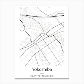 Yokoshiba,Japan Minimalist Map Stampe su tela