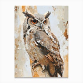 African Wood Owl Japanese Painting 9 Canvas Print