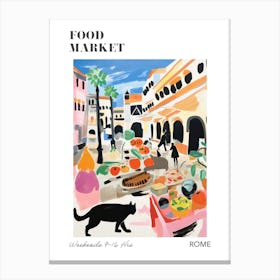 The Food Market In Rome 3 Illustration Poster Canvas Print