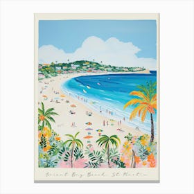 Poster Of Orient Bay Beach, St Martin, Matisse And Rousseau Style 1 Canvas Print