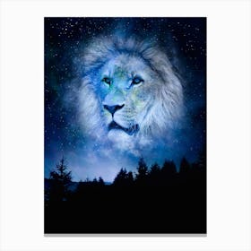 Blue Lion Galaxy Canvas Print