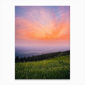 A Watercolor Creation Rich With Springs Flush Of Colors Backlit By The Glow Of The Summer Sunset (2) Canvas Print