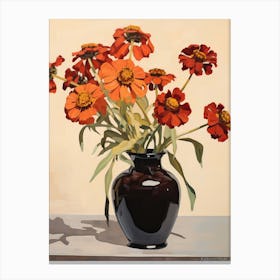 Bouquet Of Helenium Flowers, Autumn Fall Florals Painting 4 Canvas Print