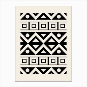 Abstract Black Beige Geometric African Tribal Pattern, Mud Cloth, Neutral Boho 1 Canvas Print