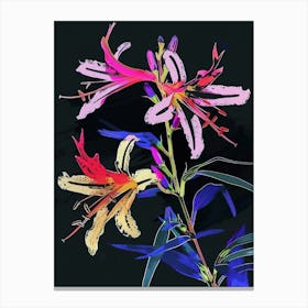 Neon Flowers On Black Lobelia 3 Canvas Print