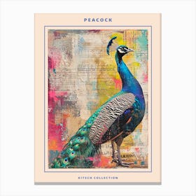 Kitsch Peacock Collage 5 Poster Canvas Print