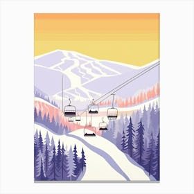 Vail Mountain Resort   Colorado, Usa, Ski Resort Pastel Colours Illustration 0 Canvas Print
