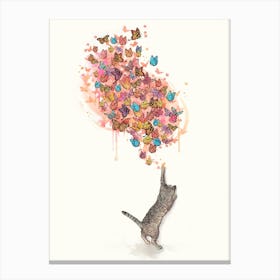 Cat Catching Butterflies Canvas Print