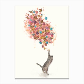 Cat Catching Butterflies Canvas Print