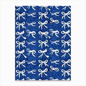 White And Blue Bows 8 Pattern Canvas Print
