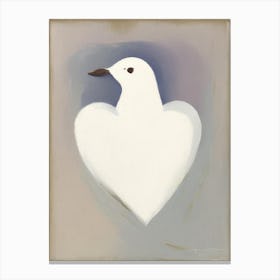 Dove And Heart Symbol 1, Abstract Painting Canvas Print