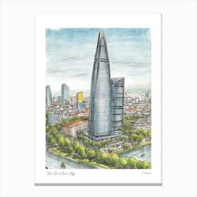 Ho Chi Minh City Vietnam Drawing Pencil Style 1 Travel Poster Canvas Print