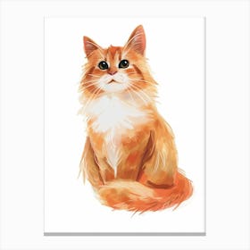 Somali Cat Clipart Illustration 4 Canvas Print