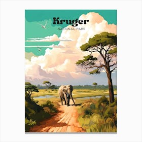 Kruger National Park South Africa Wildlife Modern Travel Illustration Canvas Print